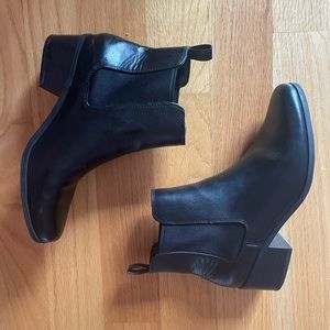 Short black pleather boots size 8.5
